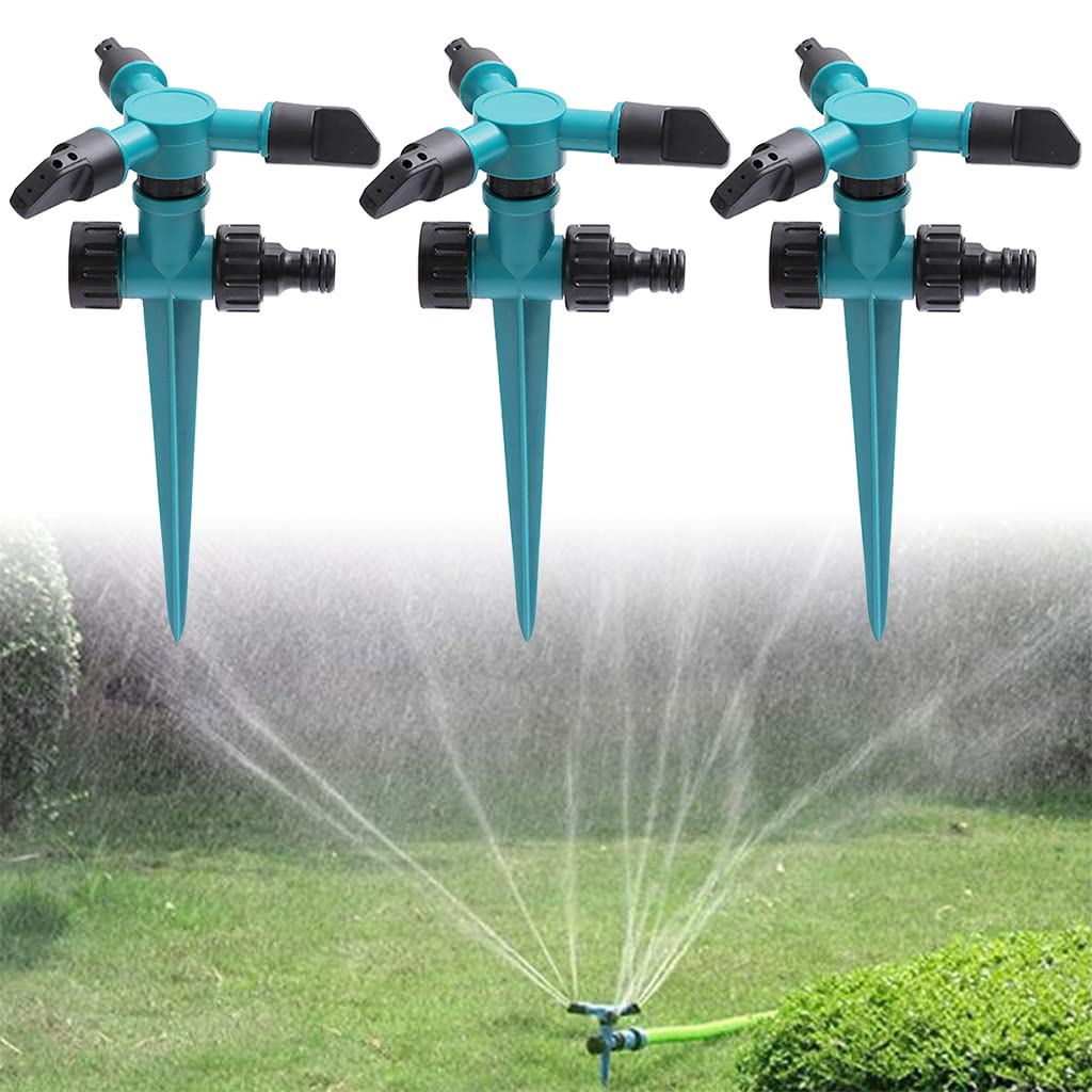 HASTHIP 3pcs Garden Sprinkler, 360¡ã Rotating Irrigation Sprinkler,Three-Outlet Lawn Sprinkler Adjustable Jetting Angle, 3000 Sq.Ft Coverage,Gardening Watering Systems HASTHIP 3pcs Garden Sprinkler, 360¡ã Rotating Irrigation Sprinkler,Three-Outlet Lawn Sprinkler Adjustable Jetting Angle, 3000 Sq.Ft Coverage,Gardening Watering Systems